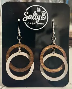 Unity Circle Earrings – Wooden Double Ring Dangle Earrings