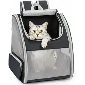 Cat Backpack Carrier for Small Dogs and Cats Fit Up to 15 Lbs,Small Dog Backpack, Foldable with 3-Side Mesh Windows, Pet Carrier for Travel & Hiking FriendlyGray