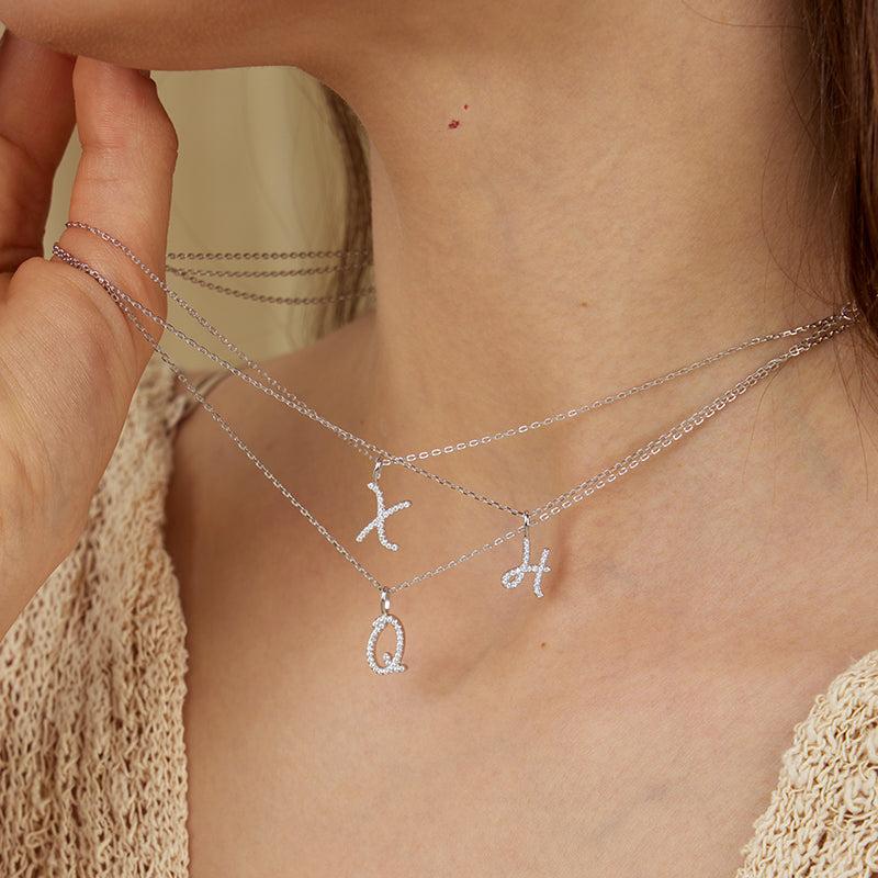 Imprint-Artistic Initial Letter Pendant Necklace [ARSIS JEWELRY]