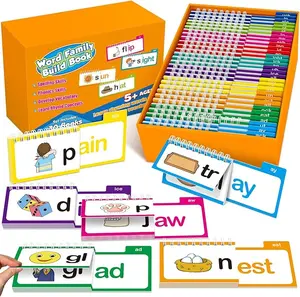 Kasfalci Original Design 30-Word Vocabulary Flashcards - Kids Educational Toys, Read & Rhyme Flip Books for Early Literacy Phonics Games, Thick Paper Smooth Page-Turning Colorful Tools for K-12, Gifts for Kids