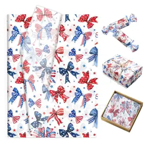 50 sheets Independence Day exquisite gift moisture-proof wrapping paper, bow pear paper thin paper, suitable for party dessert table liners, handicraft origami, gift bag fillers, holiday gift wrapping, and jewellery box clothing liners