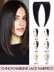 10-inch Hairline Lace Hairpiece Real Human Hair, Human Hair Highlights, Features natural hairline with invisible transparent lace, hand-crocheted honeycomb mesh base, no shedding and no tangling, Lightweight, comfortable and easy to wear