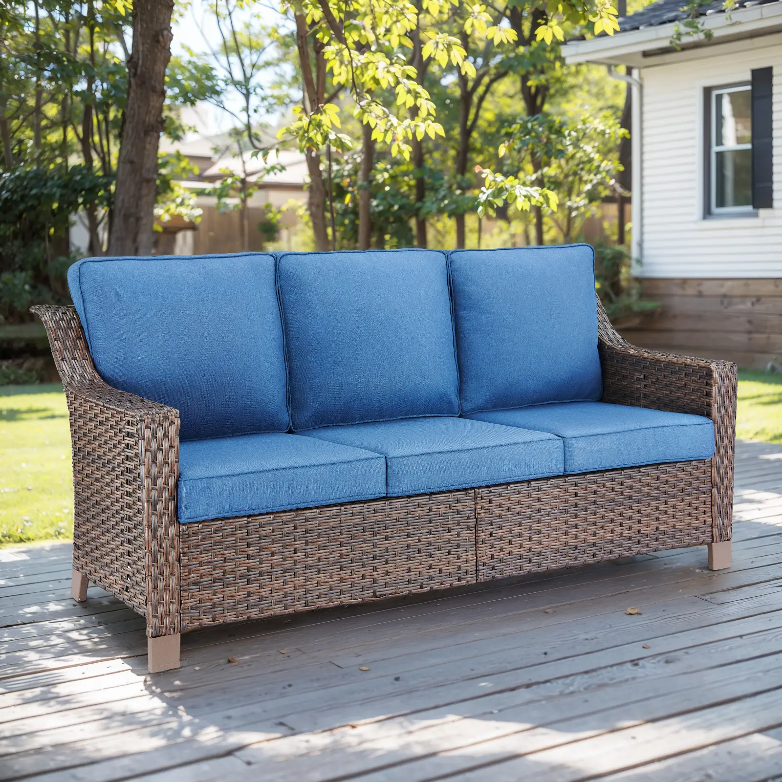 Outdoor Sofa Patio Wicker Couch - Heavy Duty Outside PE Rattan Lawn Sofas for Front Porch Balcony Backyard Yard Deck Apartment,DAR Series