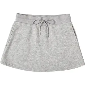 Women's Drawstring Waist Casual Sweat Skirt Sports Mini Skirt with Pockets