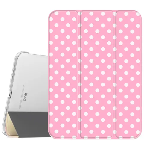 Pink Dot Durable Synthetic Leather Magnetic Tablet Casing - Slim Stand Cover with Soft Translucent Frost Back, Pencil Holder, Auto Wake-Sleep, Shock Protection for iPad A16 2025, Air 6, Mini 6, Pro 4-7 & Samsung Galaxy Tab S6-9, S10FE, A7 LTE Accessories