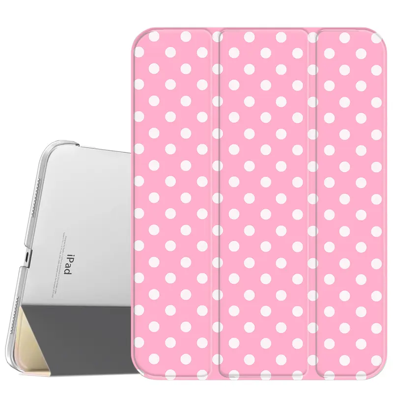 Pink Dot Durable Synthetic Leather Magnetic Tablet Casing - Slim Stand Cover with Soft Translucent Frost Back, Pencil Holder, Auto Wake-Sleep, Shock Protection for iPad A16 2025, Air 6, Mini 6, Pro 4-7 & Samsung Galaxy Tab S6-9, S10FE, A7 LTE Accessories