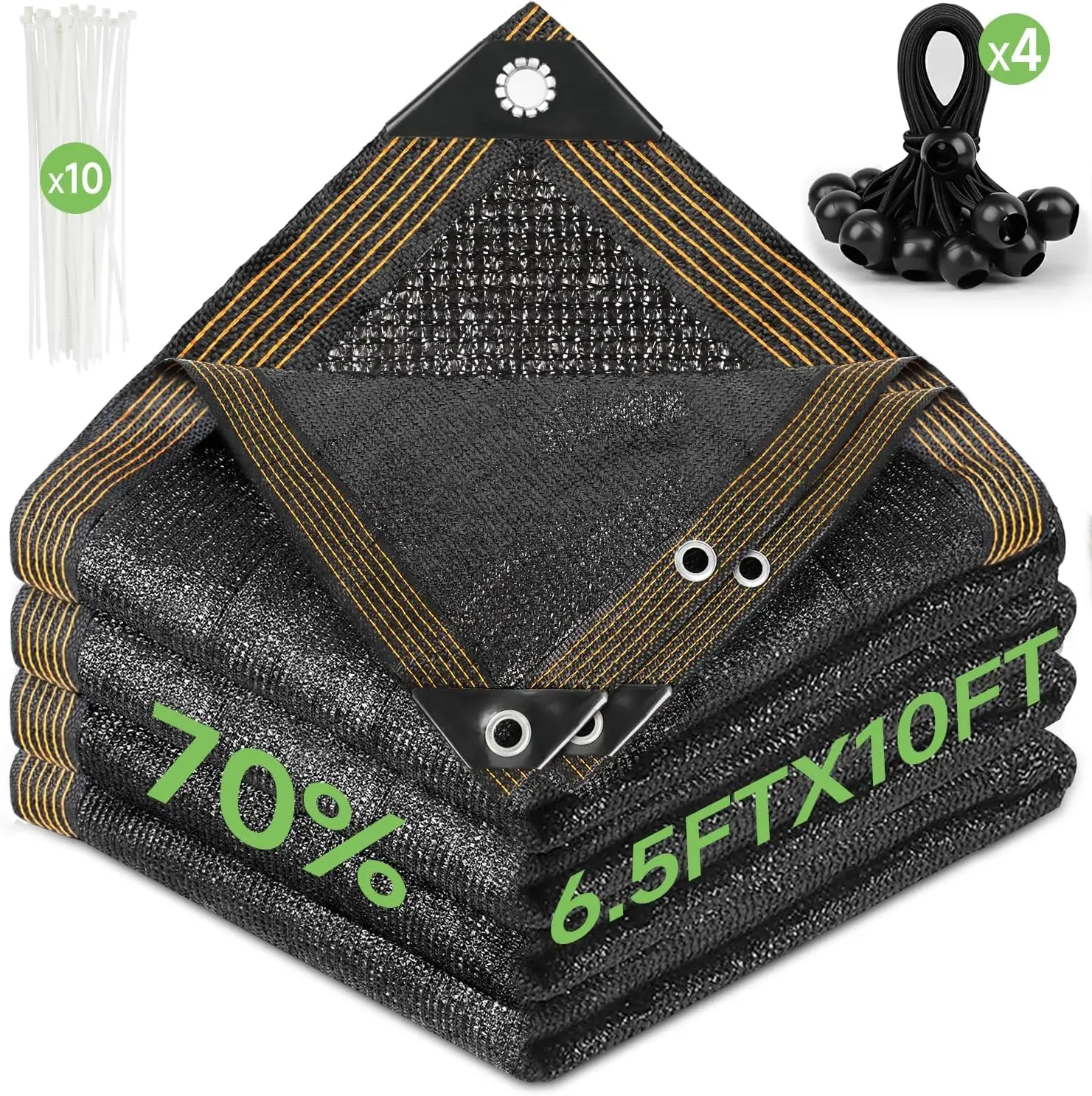 70% Shade Cloth 6.5ftx10ft Anti-Aging Sun Mesh UV Resistant Net, Sunblock Garden Tarp for  Cover, Greenhouse, Barn or Kennel, ,