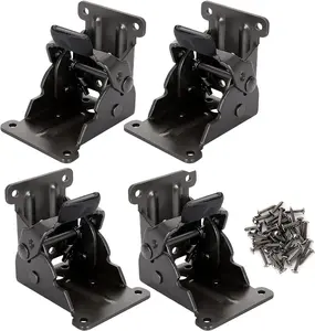 Folding Locking Hinges Folding Shelf Brackets Heavy Duty 90 Degree Self Locking Folding Hinges for Table Leg, Bed Leg, Art tables Workbench Folding Locking Brackets Black 4Pack Folding Brackets