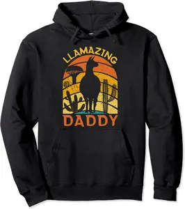 Llama Daddy Llamazing Retro Llama Alpaca Fathers Day Dad Pullover Hoodie - Emilyschwe Shop 48B0BRHTDF1S