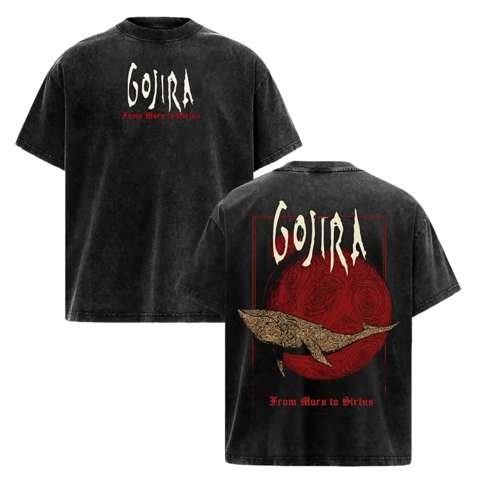 Gojira From Mars To Sirius Vintage Washed Oversized Graphic Tee Heavyweight Cotton Progressive Death Metal Band Shirt Double Sided Concert Streetwear