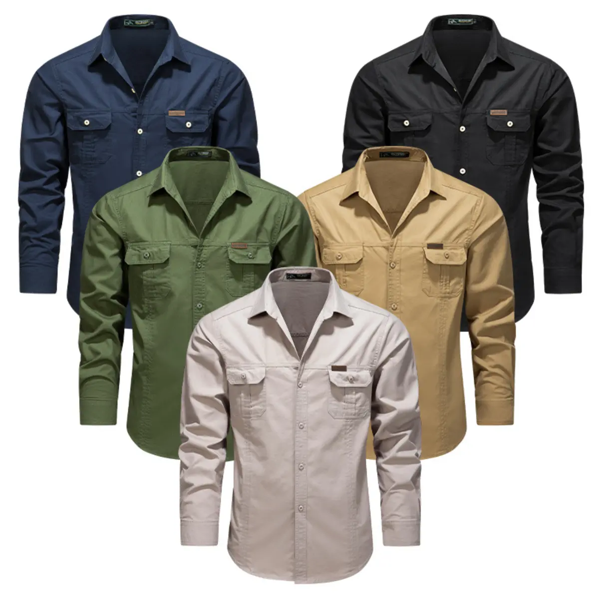 Men's Classic Collared Button-Front Longsleeve Button-Down Shirt - Durable, Reinforced Pockets, Ideal for Outdoors & Casual Daily Use (Long Sleeve Menswear Top), Button Front Longsleeves