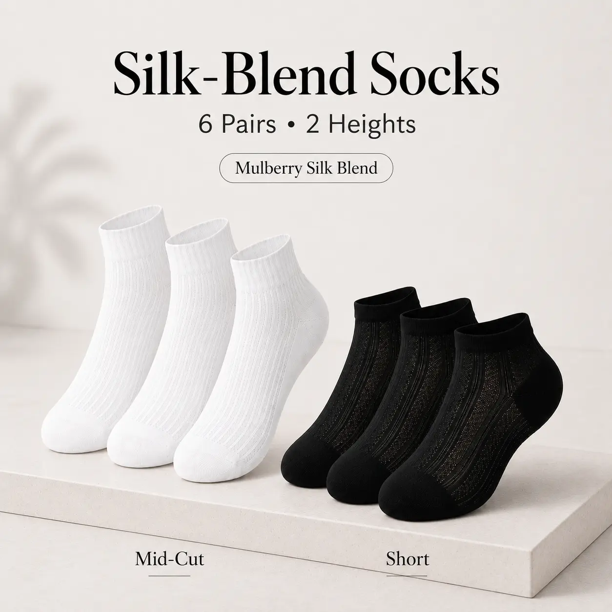 6 Pairs Women's Premium Lyocell Silk Blend Socks, Soft Breathable Crew & Ankle Socks Multi-Pack, Cozy Thin Dress Socks for Work & Daily