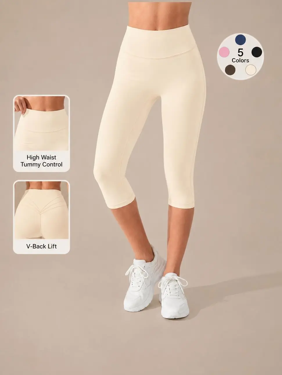 Women High Waist Capri Yoga Leggings V Back Lift No Front Seam Soft 4 Way Stretch Tummy Control Cropped Workout Pants football