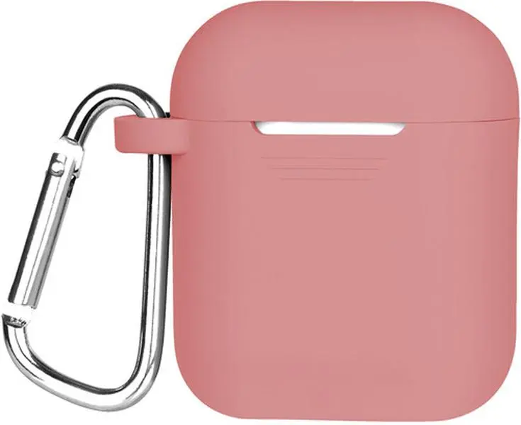 GEMS Soft Pink Elastic Silicone AirPods Case with Carabiner Clip, Smooth Surface, Dustproof Earphone Protector for Bumps & Scratches Prevention, Everyday Use Accessory for All Ages
