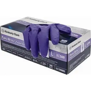 Kimtech Nitrile Cleaning Gloves, Size L, 6 mil, Medical Grade, Powder Free, 9.5" Long, Purple, Textured Beaded Rolled Cuffs, FDA Approved, Ambidextrous (55083), Disposable