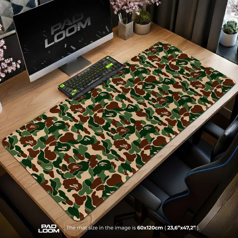Bape Mouse Pad - Jungle Camo Gaming Desk Mat – Office Accessories, Gaming Room Essential, Desk Decorations, Work Supllies, Gift for Her/Him