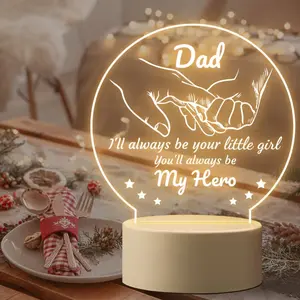 To My Dad Acrylic Night Light 4.72" | I'll Always Be Your Little Girl Lamp | Heartwarming Birthday & Christmas Gift for Dad from Daughter independence day romantic ambient countdown sister desk cabinet closet solar street light outdoor decorative neon fun