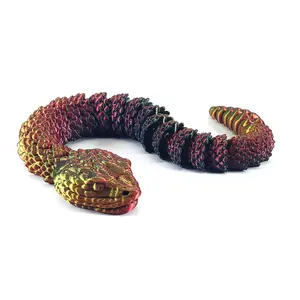 3D Printed Articulating Short Rattlesnake - Home Decor Ornaments