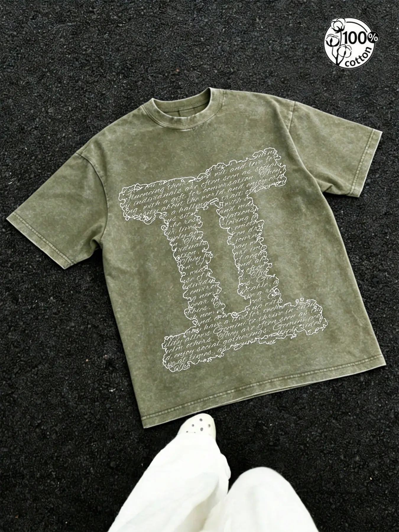 Unisex 100% Cotton Acid Washed Vintage Bible Letter Print Oversized T-Shirt | Retro Clean Fit Casual Top