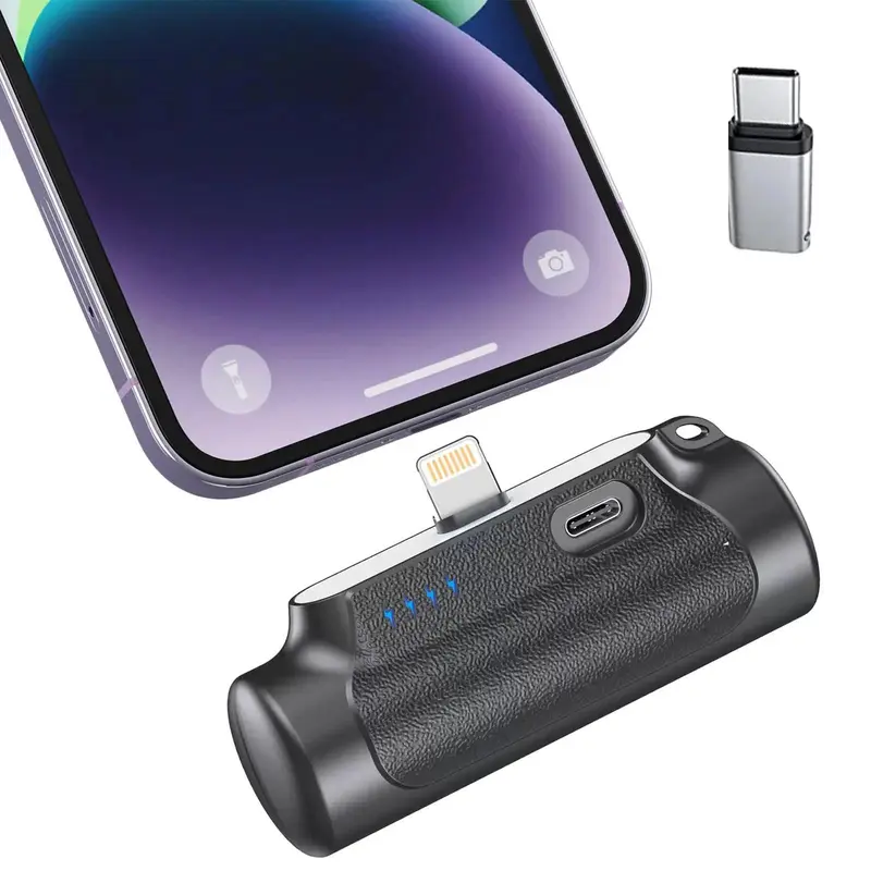 6500mAh Mini Portable USB Battery Power Bank - Ultra Compact Lightweight Rechargeable Mobile Phone Accessories Portable Charger with Fast Charging, Included Cable, Compatible with iPhone, Samsung S22 S21, Google, iPad (Black)