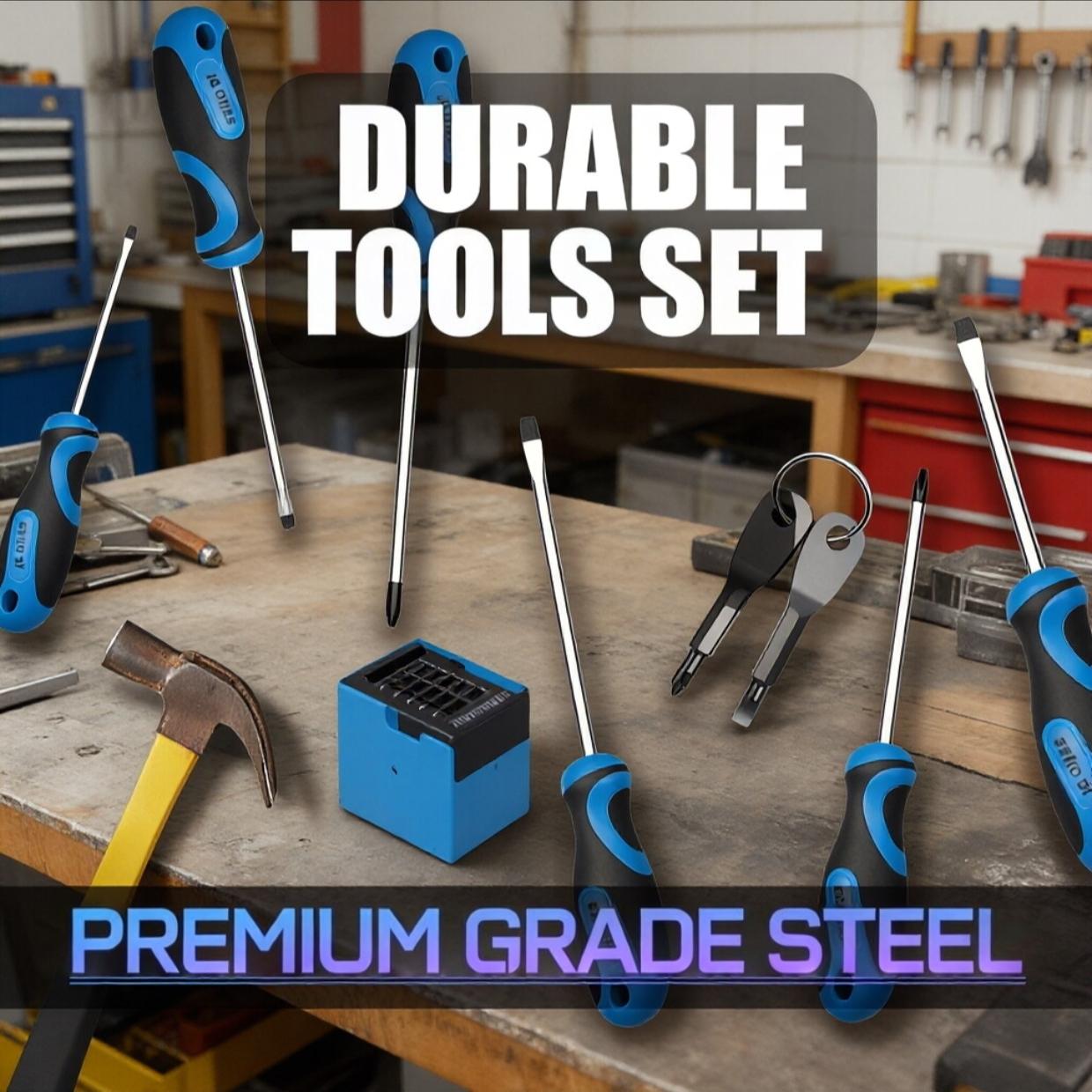 11-Piece Screwdriver Set, High Hardness and Toughness, Professional Tool Material, Ultra-Hard and Strong Magnetic, Large and Small Sizes, Stubby Screwdrivers, Phillips and Slotted Screwdrivers, for Home Use