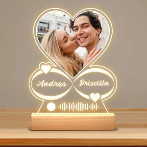 Custom Music Plaque Picture Frame with LED Night Light, Acrylic Song Plaque, Personalized Anniversary Couples Gifts for Women & Men, Unique Valentine's Day Gifts from favor photo, Turn Photo and Song into Art Pieces
