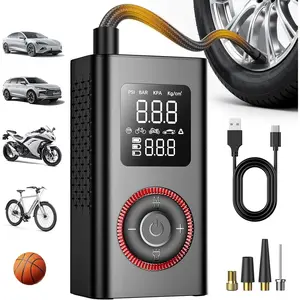 Tire Inflator Portable Air Compressor with Type-C Charging, Digital Pressure Gauge, LED Light, Smart Air Pump for Car, Motorcycle, Bike, Ball for Gifts for Men