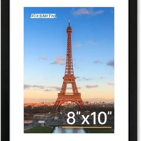 Black 8x10 Picture Frame 1 Pack with HD Plexiglass, Display Pictures 5x7 or 8x10 with Mat, Collage for Tabletop or Wall Display