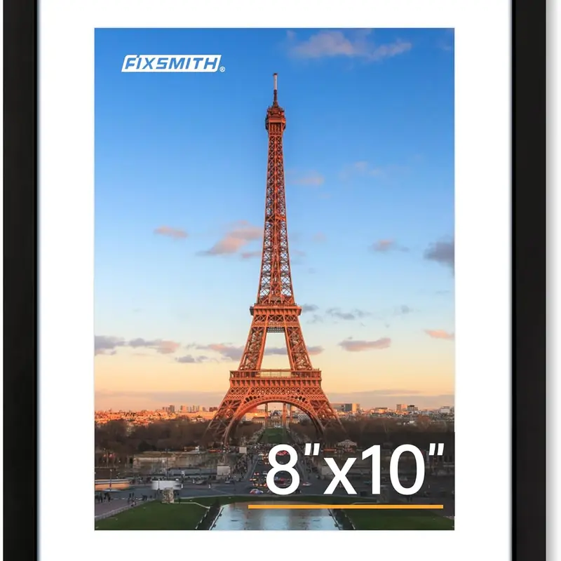 Black 8x10 Picture Frame 1 Pack with HD Plexiglass, Display Pictures 5x7 or 8x10 with Mat, Collage for Tabletop or Wall Display