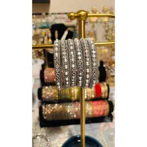 Silver Moti & Mirror Bangels