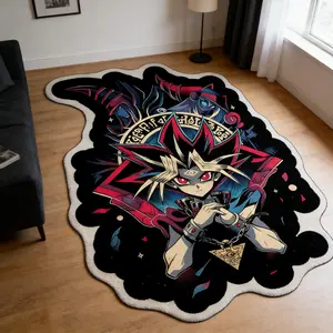 GameKing Dark Game Shaped Carpet Black Red Anime Flocked Floor Mat Bedroom Living Room Anti slip Wear resistant Floor Mat anime Atmosphere Decoration Mat Fits GameKing/ChaoPlay Family Decoration