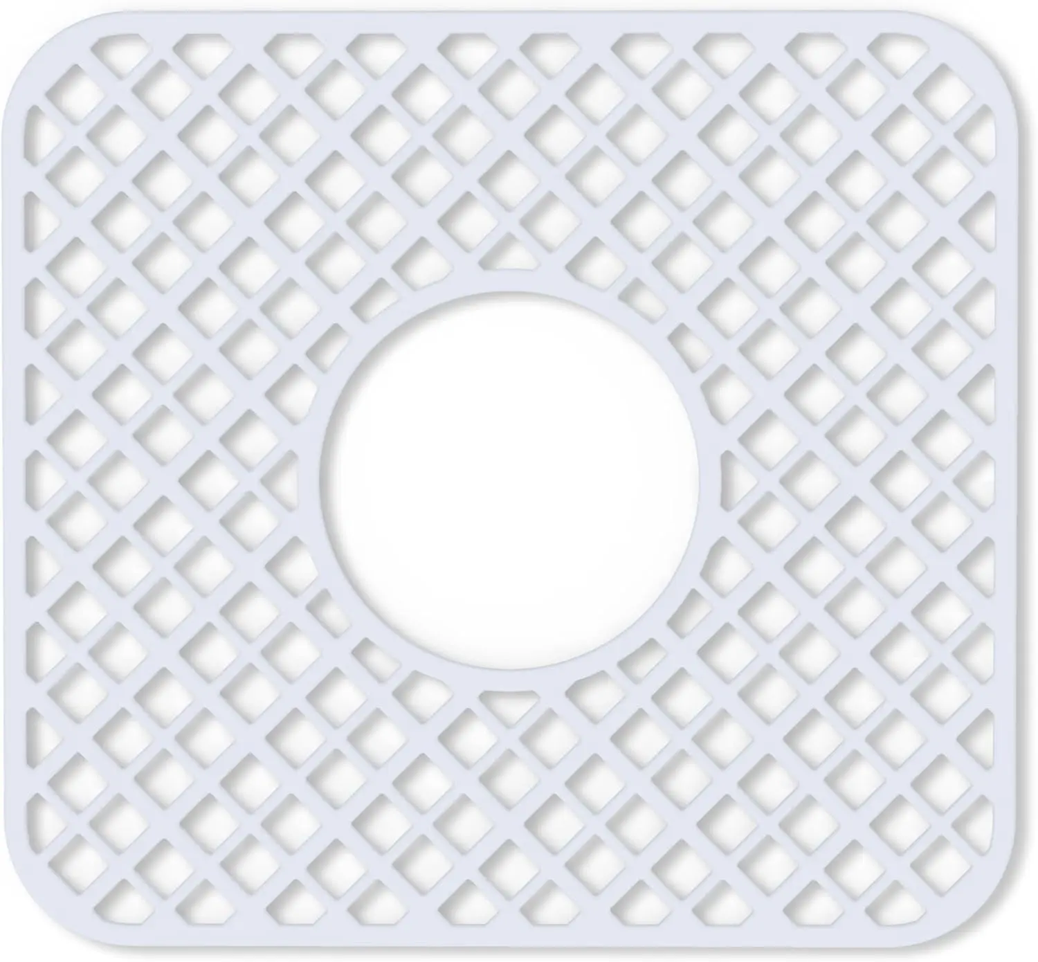 2 Pack Silicone Sink Protector Mat for Kitchen Sink, Trellis Pattern 12 x 11" Sink Grid, Center Drain, White