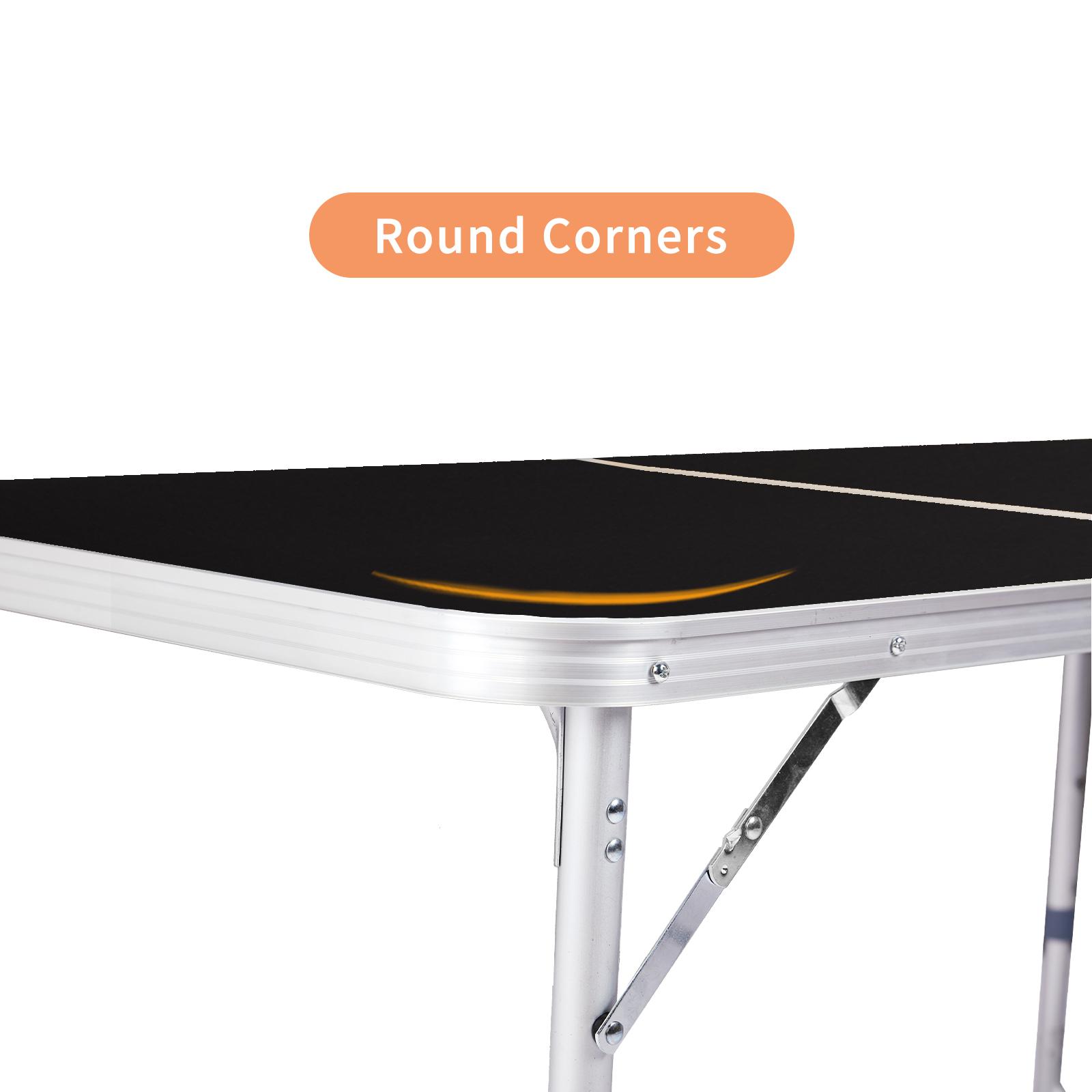 4Ft Portable Folding Table with Carry Handle, Heavy Duty Aluminum Frame Fold-in-Half Dining Table, Waterproof Multi-Purpose for Camping, Picnic, BBQ, Party, Indoor & Outdoor Use