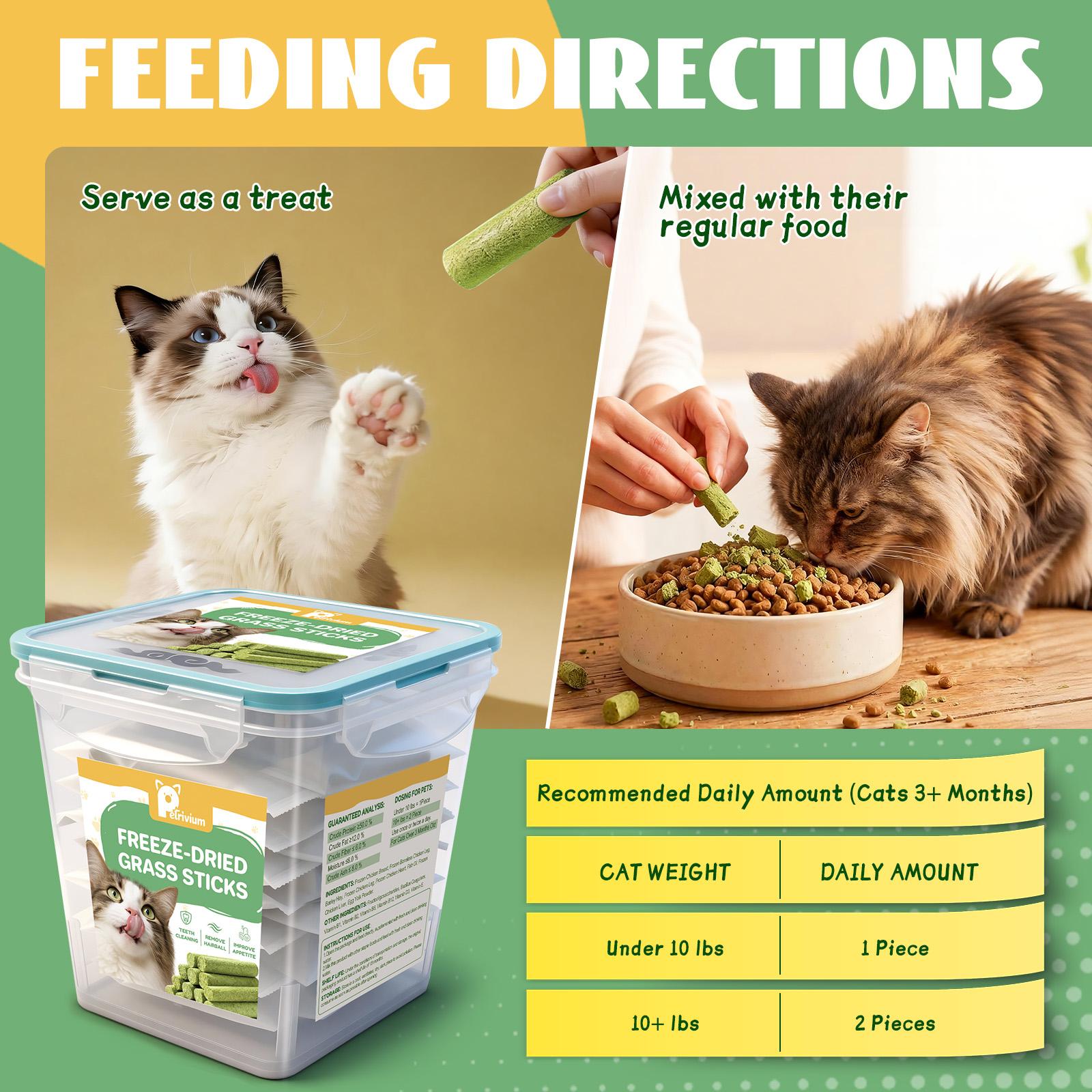 8.46oz Cat Grass Stick Freeze-dried Cat Snack - Hairball Teeth Stick - Gentle Hair Removal And Teeth Cleaning Chew Sticks, Triple Moisture Protection Cat Snacks