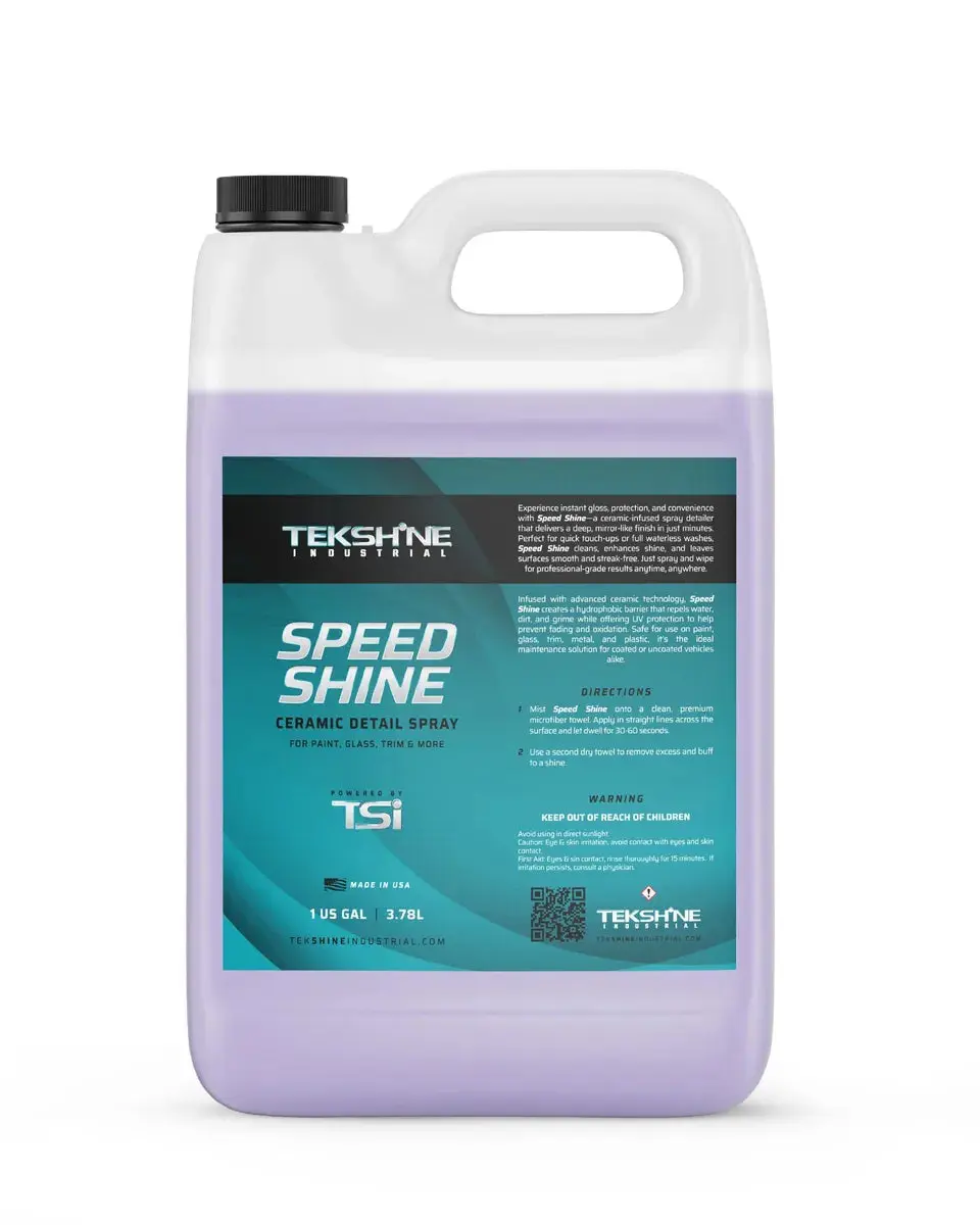 Tekshine Industrial SPEED SHINE 1 Gal Ceramic Detail Spray for Paint Glass Trim & More Instant Gloss Protection Hydrophobic UV Protection