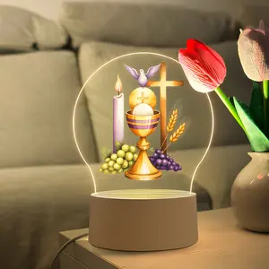 Christian Theme Night Light, USB Powered, Warm LED, Baptism Gift, Religious Decoration, Home Decoration Lamp, Ideal for Home, Bedroom, Christmas, Birthday