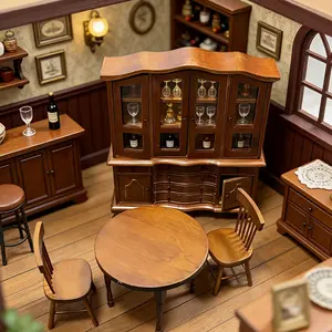1:12 Dollhouse Display Cabinet Mini Storage Furniture Wooden Large Capacity Living Room Decor Christmas Easter New Year Gift