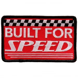 Built for Speed Checkered Flag iron on Sew on Patch (4.0 X 3.0 Inch)