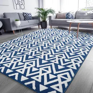 Blue Ultra Soft Shaggy Rugs Memory Foam Bedroom Carpet,Plush Geometric Textured Area Rugs for Living Room Couch Dorm Bedside Kids Girls Teens Room Nursery Decor Floor Mat,Non-Slip Backing Home Decor Carpet,4x6 Feet,5x8 Feet,6x9 Feet rugs living room