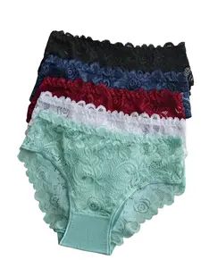 Women's Panties 8-Pack or 5-Pack Options, Breathable Comfortable Everyday Underwear, Thin Lace Print Floral Design, Slim-Fitting Casual Style, Womenswear, Trim Lace Panty