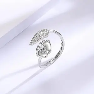 Baby Footprint Ring – Popular Angel-etched Jewelry with Fashionable Design, Perfect as a Mother’s Gift