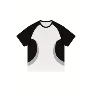 NewBdhjydb Men'S Quick-Dry Athletic T-Shirt - Moisture-Wicking Workout Shirt with Black/White Color Block Design, Lightweight Gym Tee for Running, Training, Casual Casual Attire - Breathable Summer Top, Workout Shirts, Running Shirt, Sporty Look, Durable