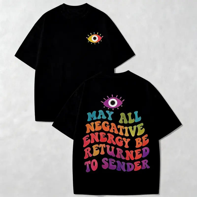 Original Evil Eye Graphic Tee - 100% Cotton Round Neck Shortsleeve Loose Soft Unisex Streetwear, Black Friday Holiday Gift, Matching Couple Set, Menswear-Inclusive Sports Top for Casual Wear