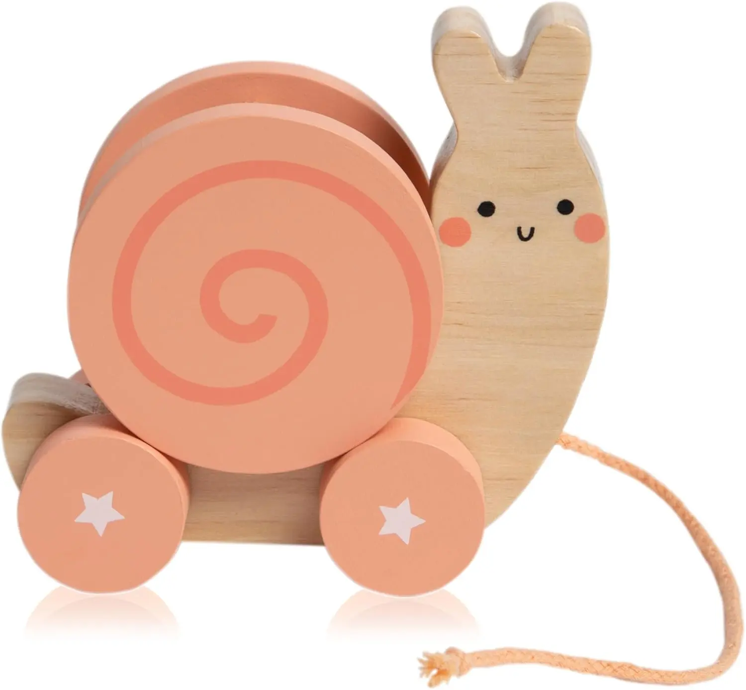Snail Pull Along Toy for Toddlers 1+, Unisex Wooden Push Toy with String for Early Motor Skill Development, BPA Free, Wood, Latex Free, Children Development