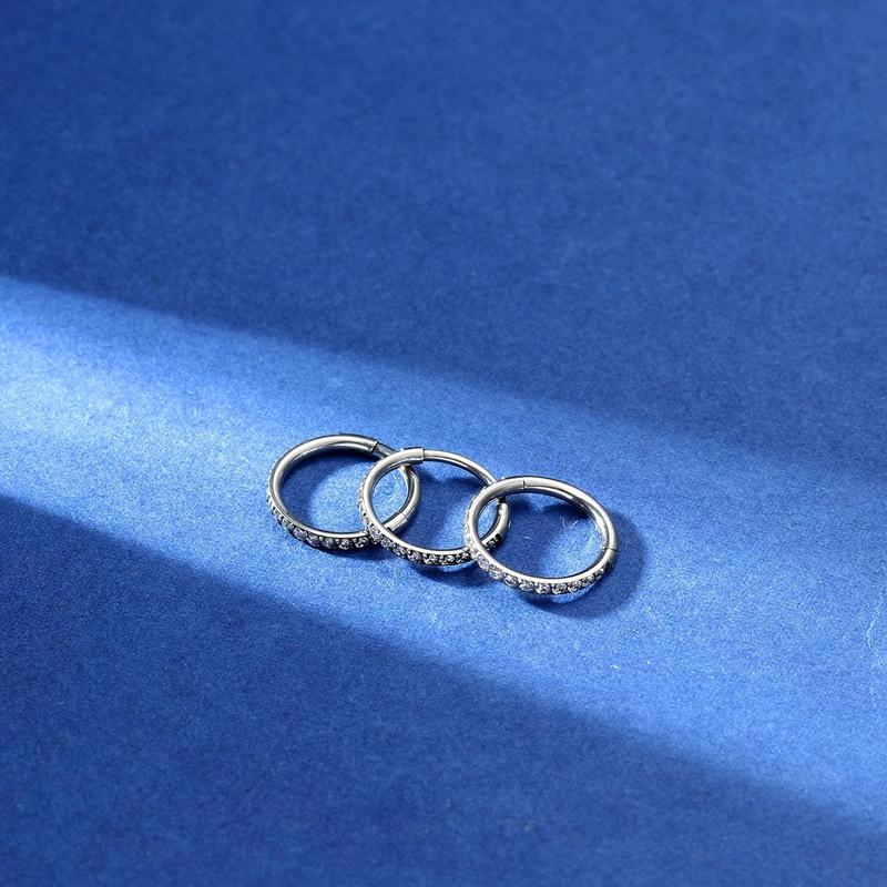 Milacolato 1count G23 Titanium Nose Rings Hoops Hypoallergenic Conch Piercing Jewelry 16G 18G 20G Hinged Segment CZ Paved Clicker Rings for Septum Cartilage Daith Helix Rook Tragus Ear Lobe Earrings for Women Men 6mm/8mm/10mm