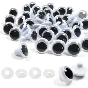 50 count Black Wiggle Googly Eyes Plastic Safety Eyes 12mm Round Craft Eyes with Washers for DIY Arts Crafts Stuffed  Amigurumis Bears Dolls Making