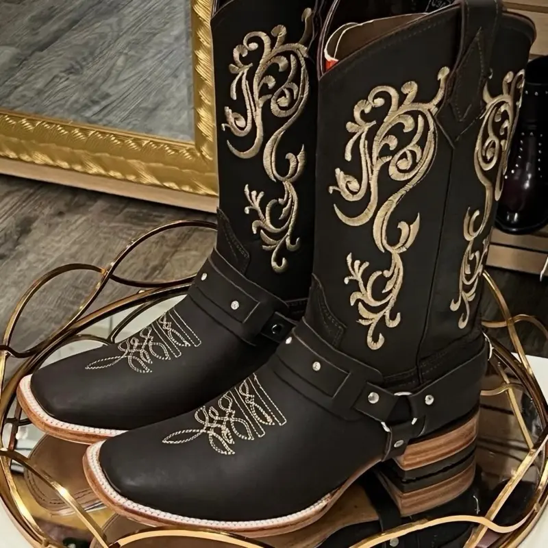 Women's Crazy Choco Boots - Western Style, 100% Genuine Leather, Square Toe, Rodeo Look, Made in Mexico, Durable Leather Soles