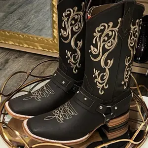 Women's Crazy Choco Boots - Western Style, 100% Genuine Leather, Square Toe, Rodeo Look, Made in Mexico, Durable Leather Soles
