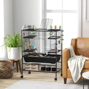 Layered Activity Hamster Gerbil Cage With Integrated Tubing And Play Gear For Family Indoor Keeping