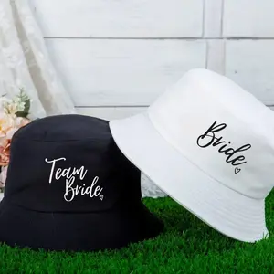 Bride Team Bride Bucket Hat Bride To Be White Bucket Hat Gift for The Bachelorette Party Supplies Bridal Shower Decoration